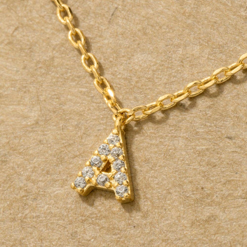 Mini Rhinestone Initial Necklace