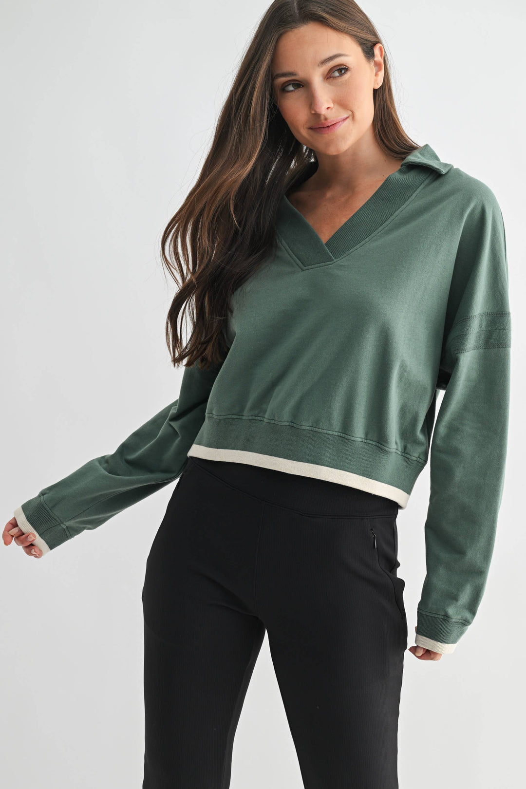 Varsity Line Fleece Pullover Sweater