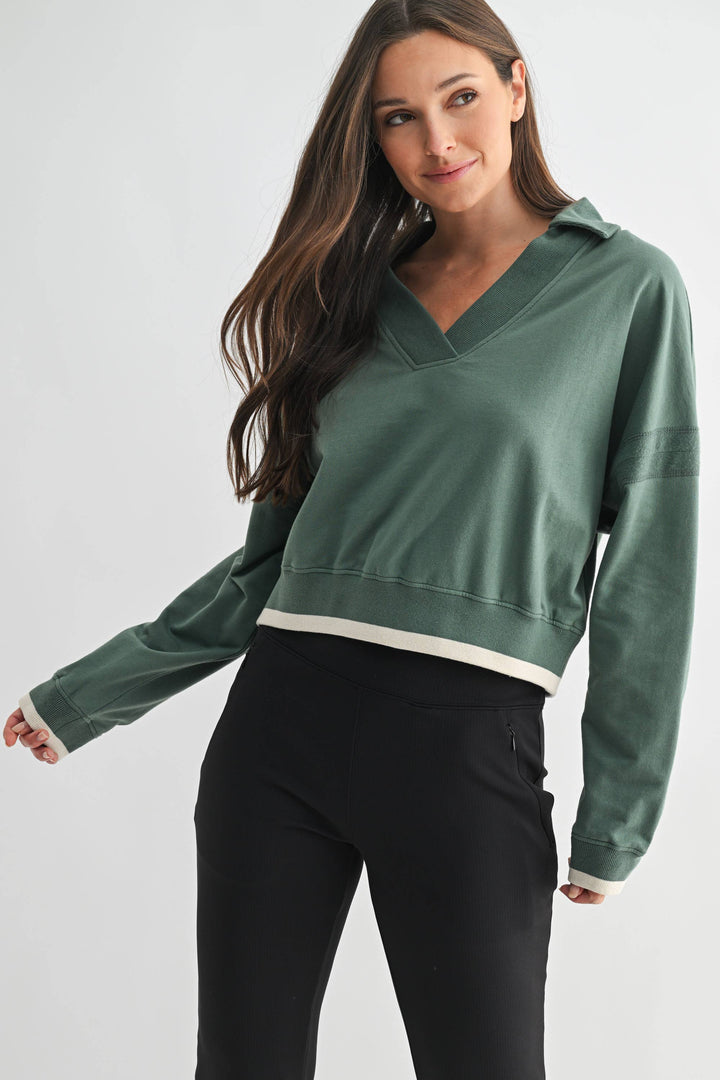 Varsity Line Fleece Pullover Sweater