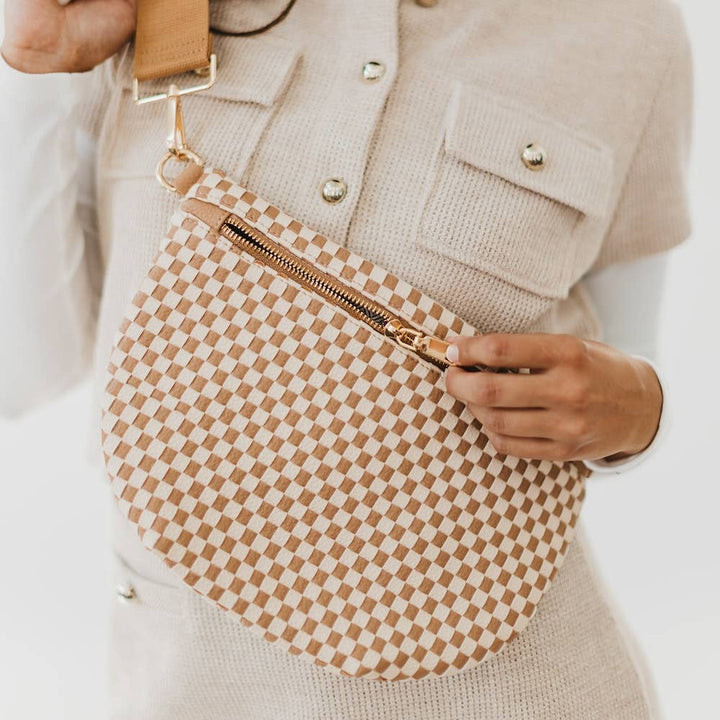RESTOCK Westlyn Woven Bum Bag in Checkered Brown