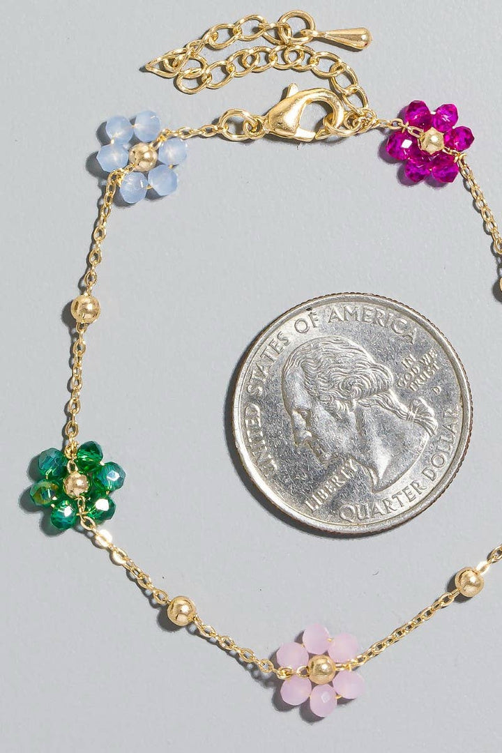 Mini Beaded Flowers Chain Bracelet