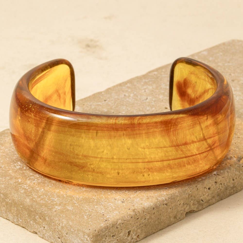 Wide Marble Resin Cuff Bracelet