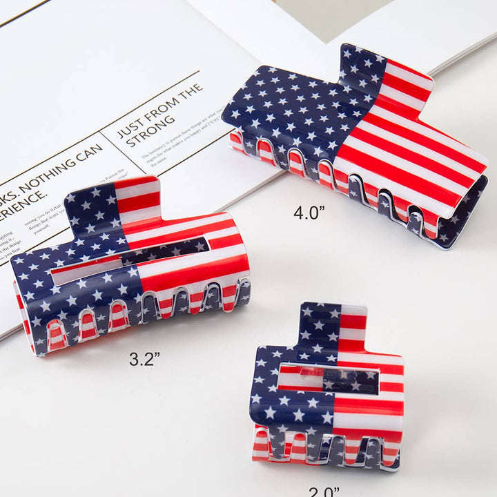 American Flag Hair Claw Clip Set