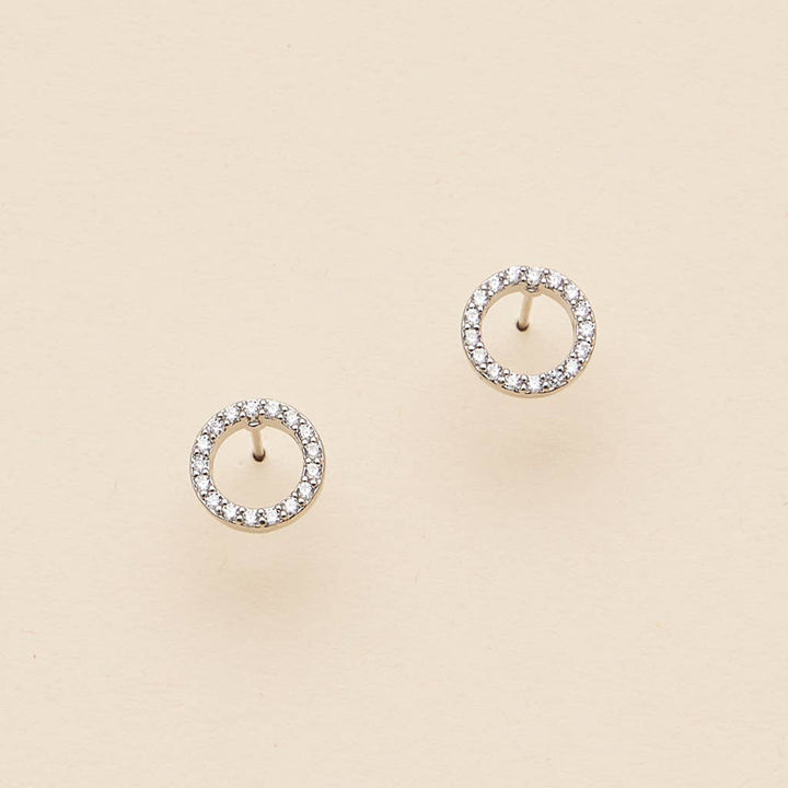 CZ 18K Gold Dip Round Stud Earrings