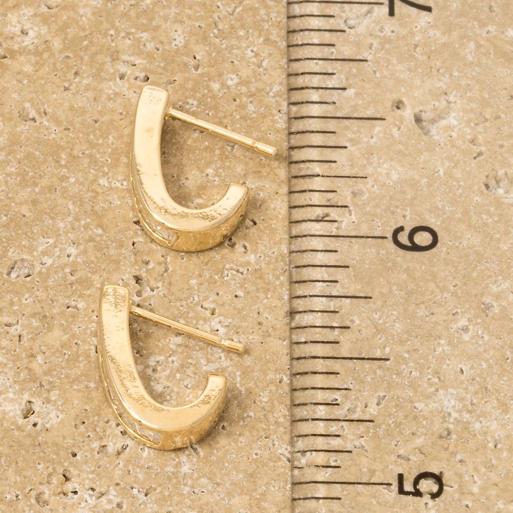 Square Studded Edge J Hoop Earrings