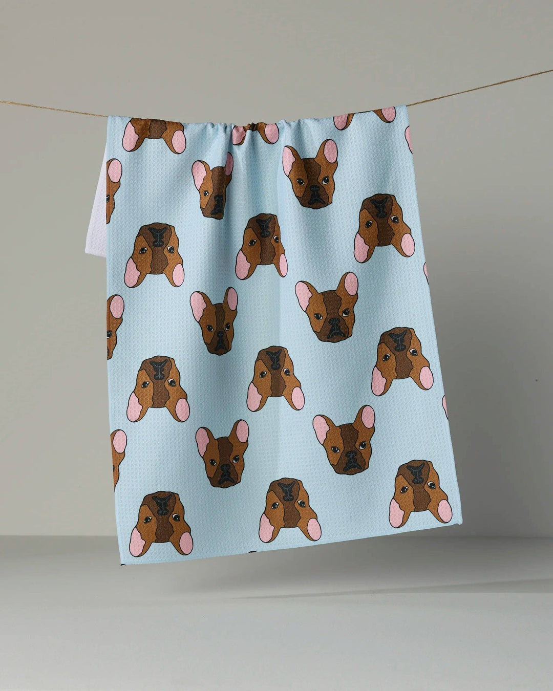 Frenchie Faces Tea Towel