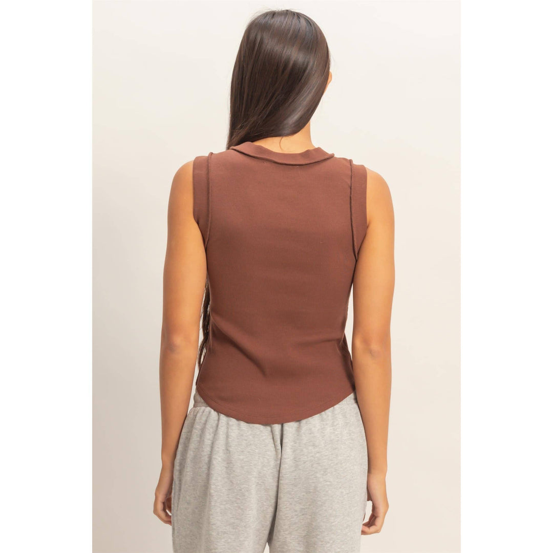 Seam Detail Tank Top in Chocolate