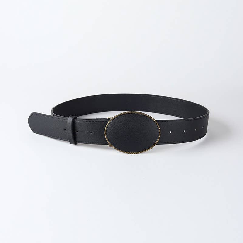 Western Oval Buckle Faux Leather &amp; Leopard Belt | 40BT660