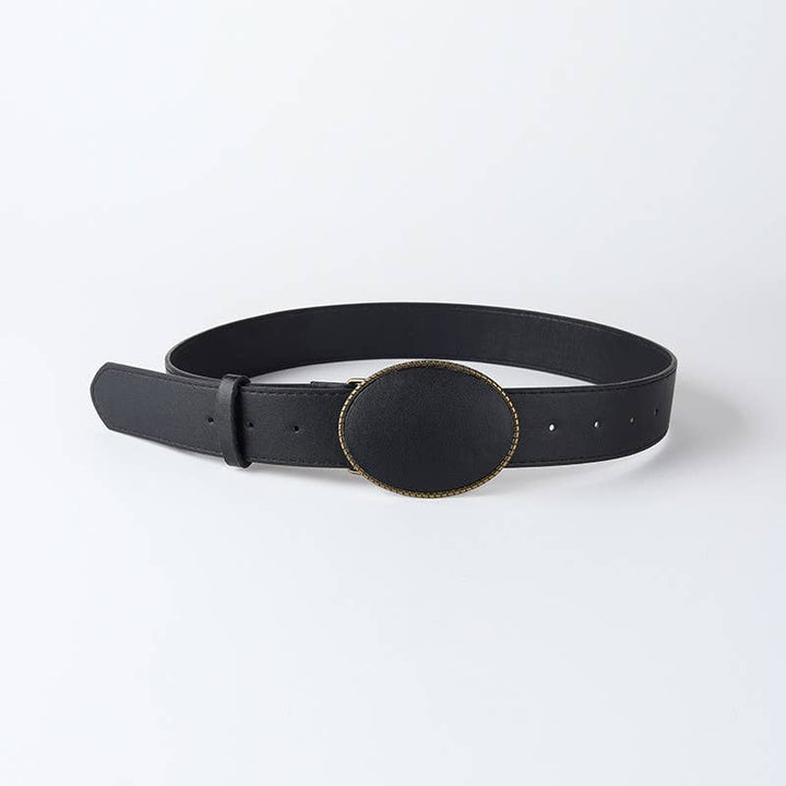 Western Oval Buckle Faux Leather &amp; Leopard Belt | 40BT660