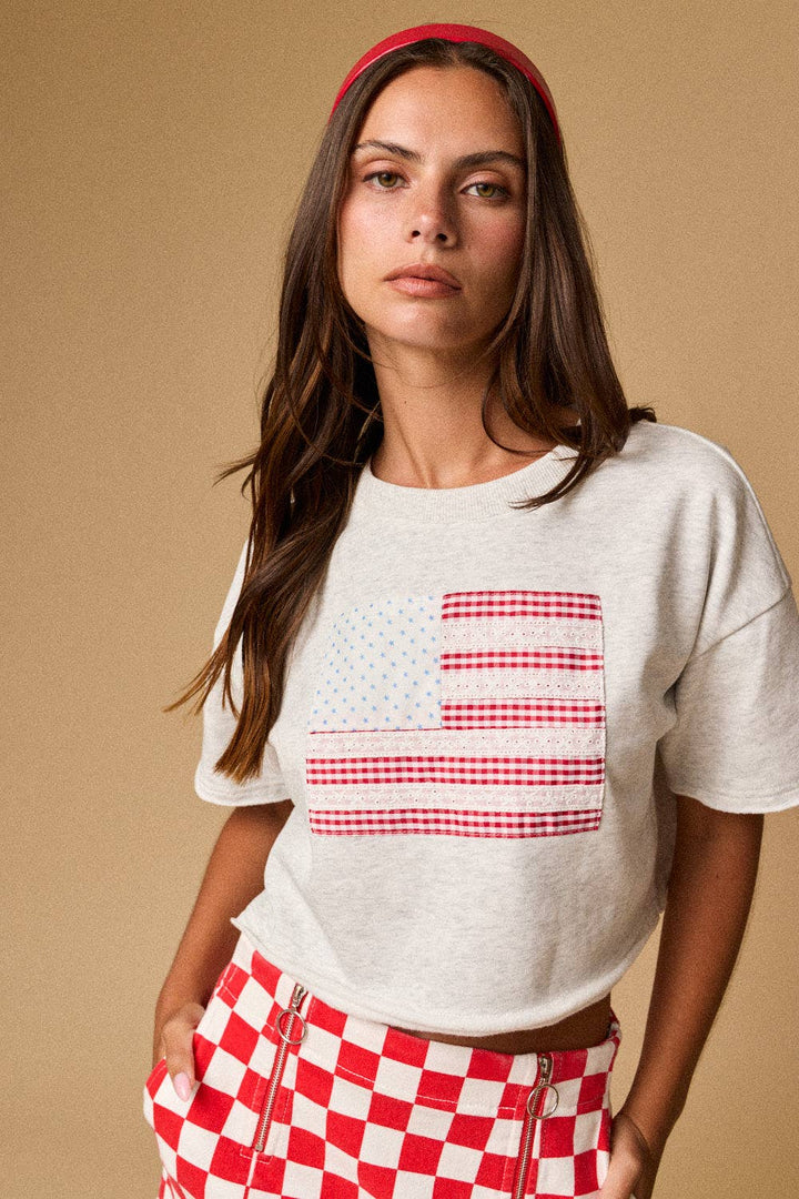 American Flag Patch Top