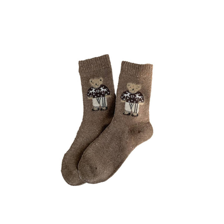 Thick Warm Wool Socks Bear Knit Crew Socks