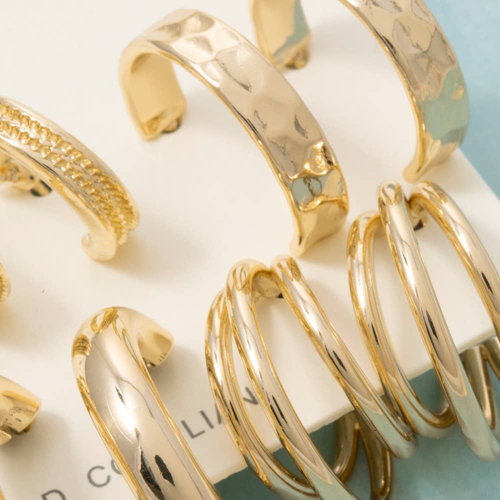 Assorted 6 Pair Hoop Earrings Set