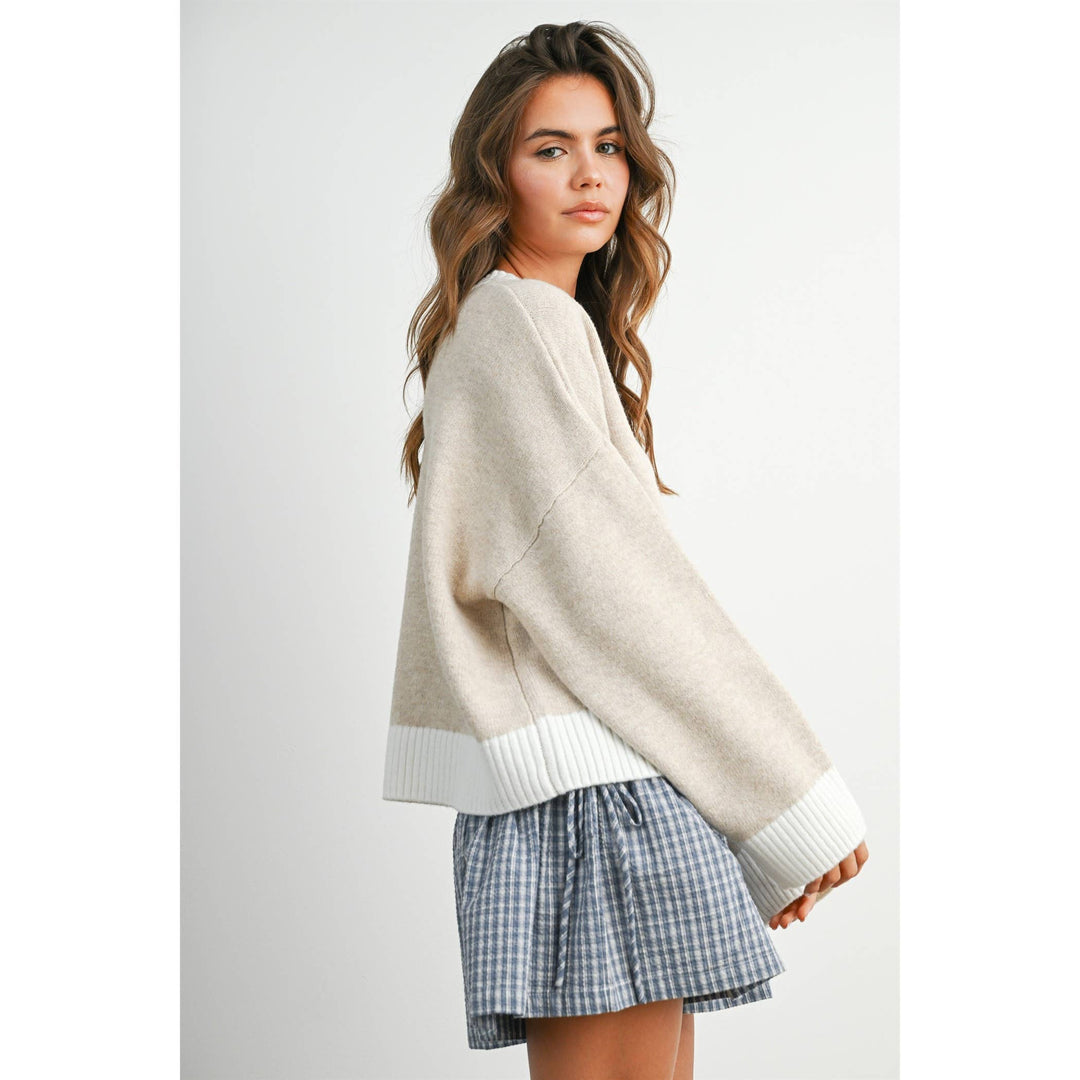 Cozy Contrast Trim Sweater