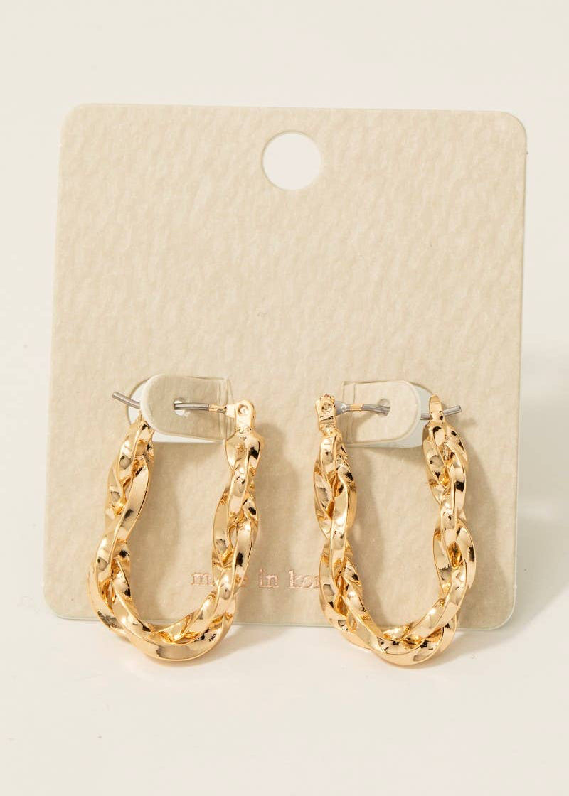 Twisted Oval Latch Hoop Earrings