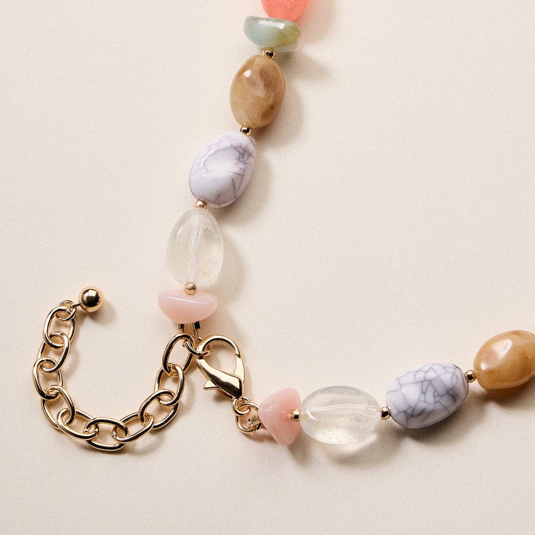 Organic Resin Bead Necklace  - Blue Combo