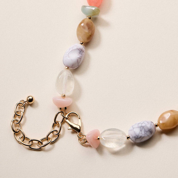 Organic Resin Bead Necklace  - Blue Combo