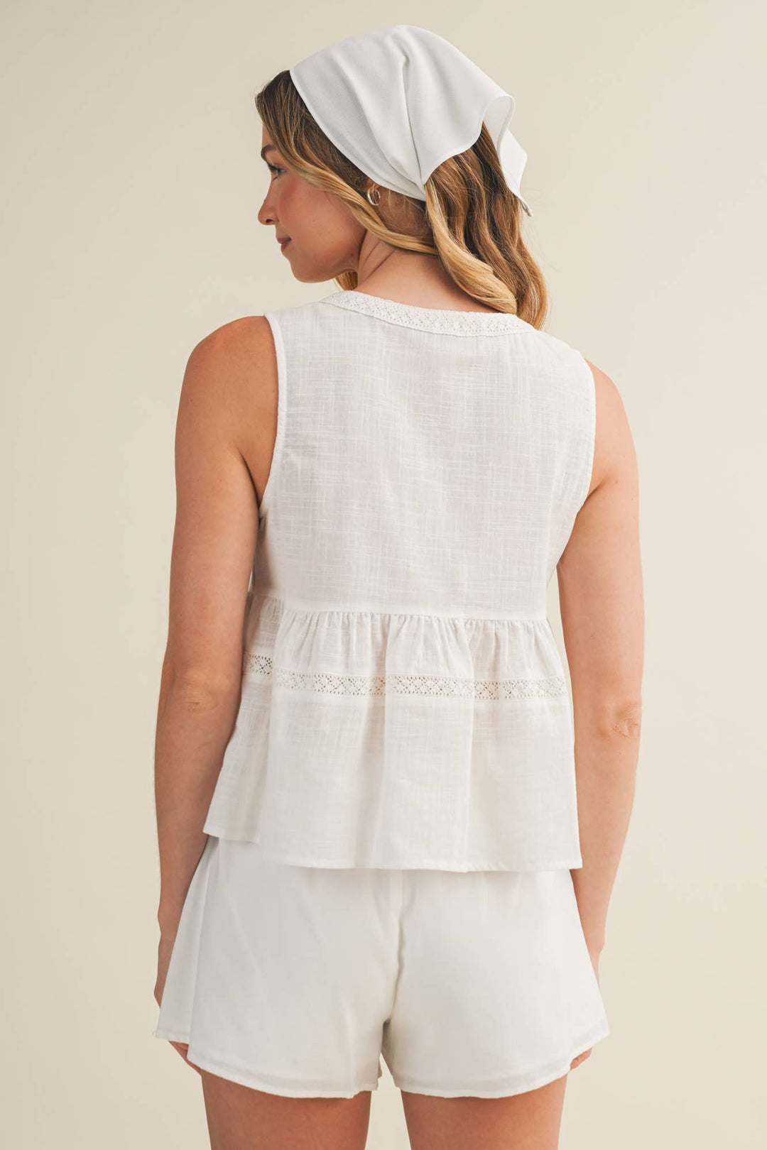 Embroidered Floral Tie-Front Peplum Vest