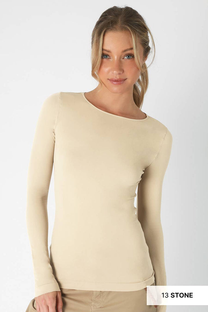 Long Sleeve Crew Neck Top in Black
