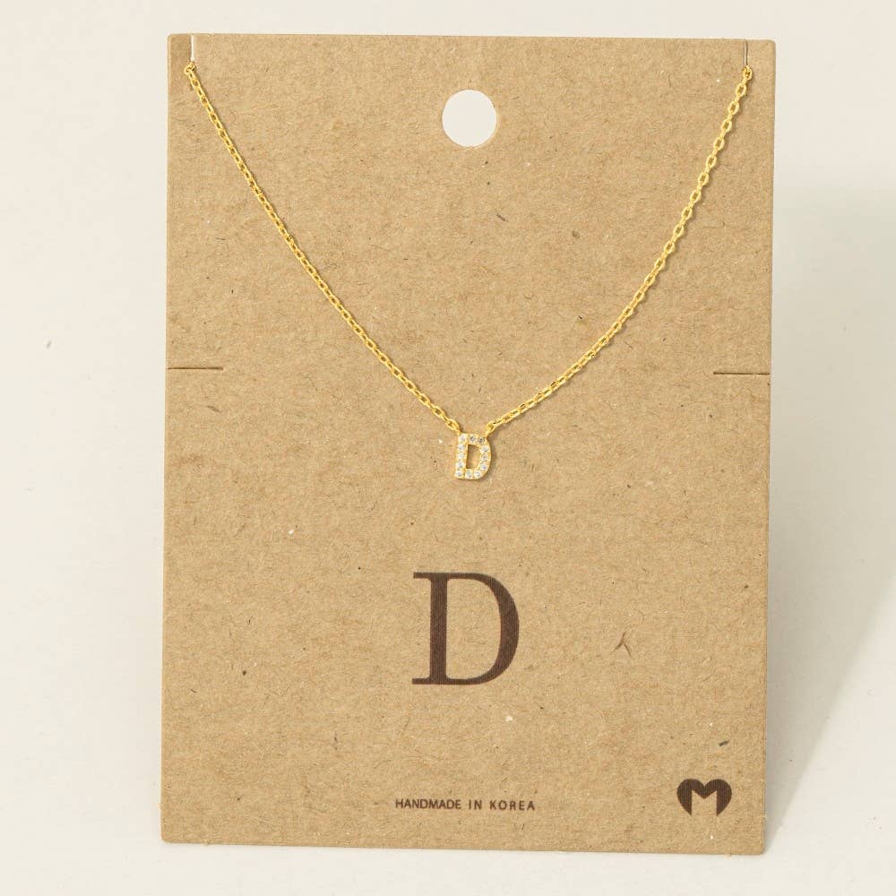 Mini Rhinestone Initial Necklace