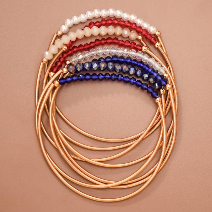 Patriotic Boho Layered Guitar String Bracelet Set