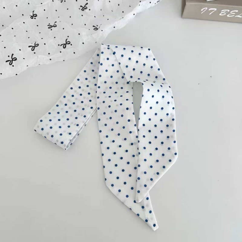 Vintage-Style Skinny Twilly Scarf-Polka Dot &amp; Gingham