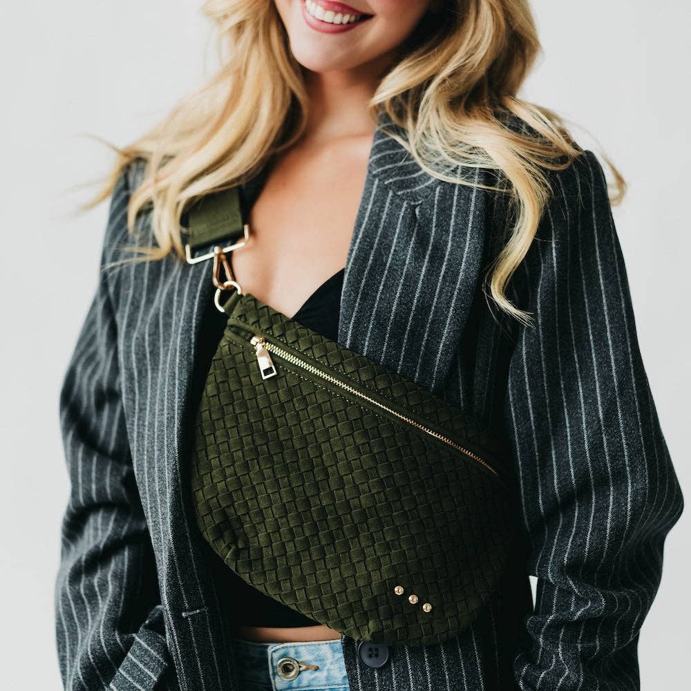 Suede Olive Westlyn Woven Bum Bag