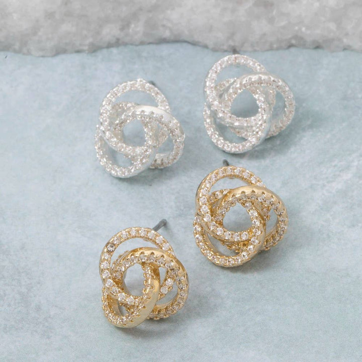 Pave Knot Stud Earrings