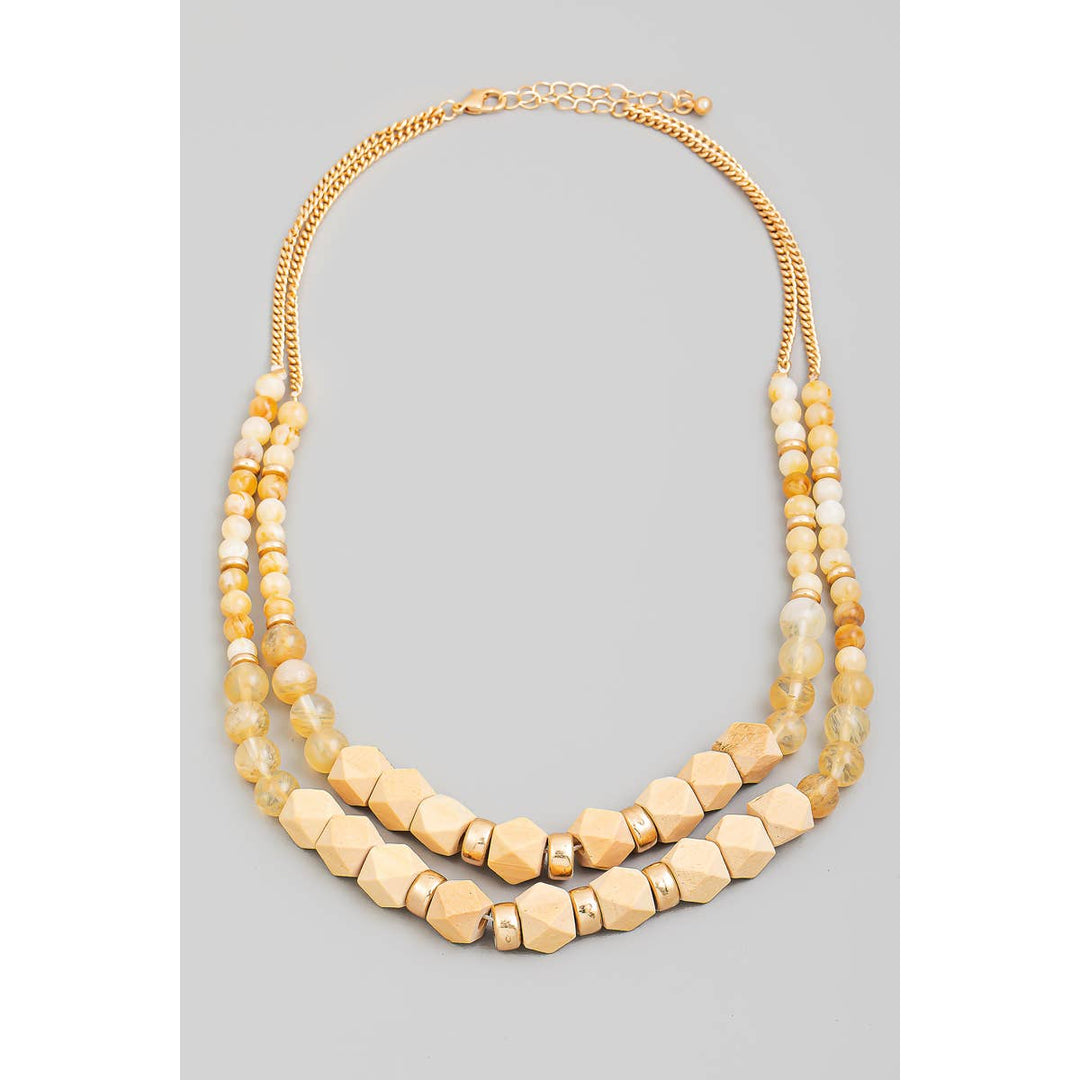 Layered Mixed Wooden Beaded Necklace