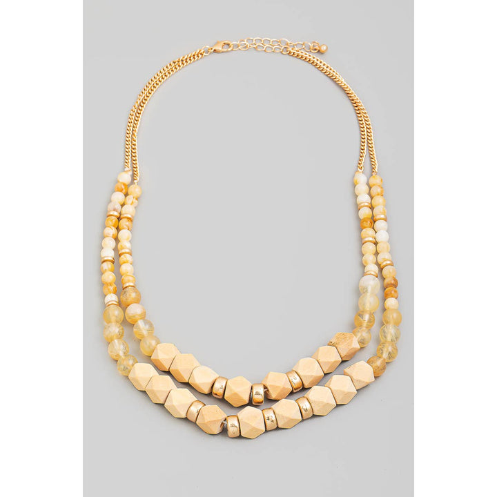 Layered Mixed Wooden Beaded Necklace
