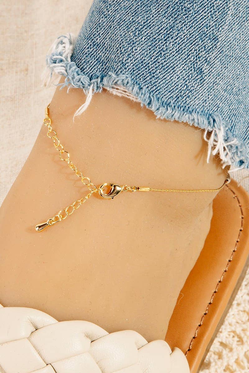 Pearl Beads Station Chain Anklet