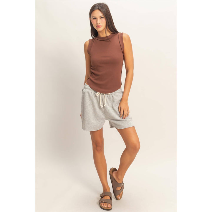 Seam Detail Tank Top in Chocolate