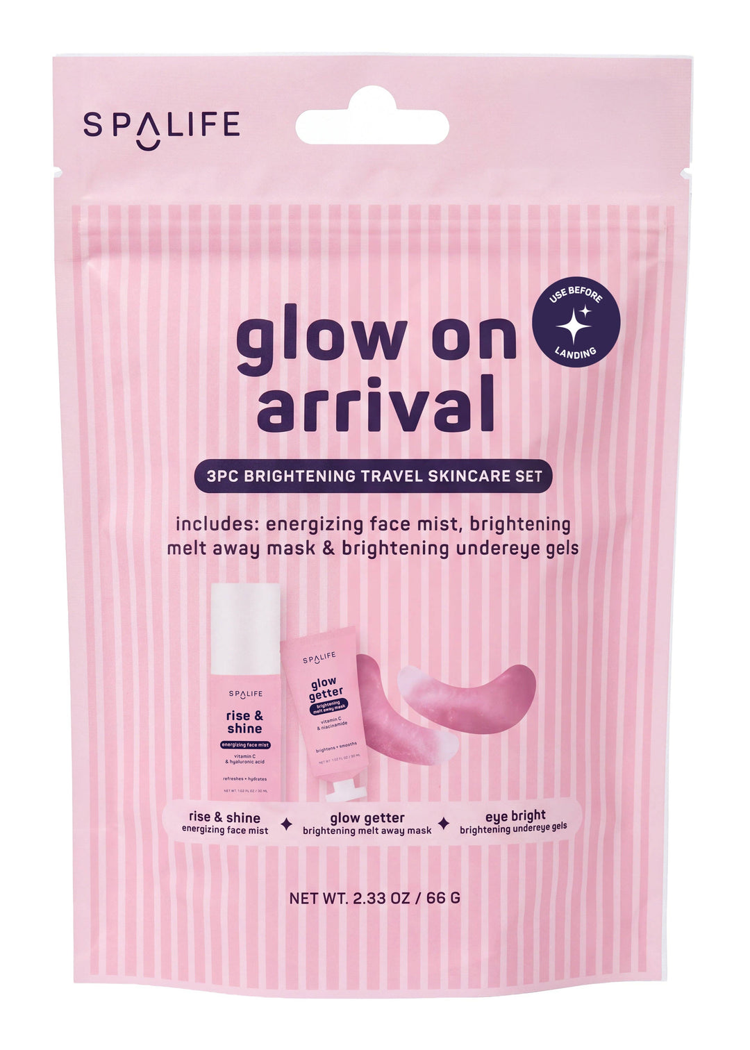 Christmas Holiday Glow On Arrival Brightening Travel Skincare Kit | 3 Piece Gift Set