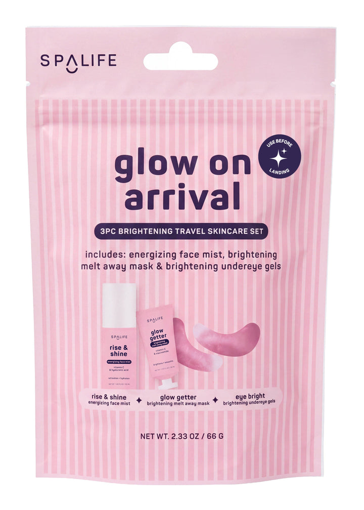 Christmas Holiday Glow On Arrival Brightening Travel Skincare Kit | 3 Piece Gift Set