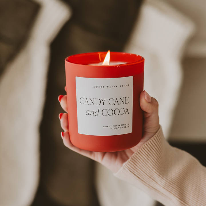 Candy Cane & Cocoa 15 oz Soy Candle - Christmas Gifts