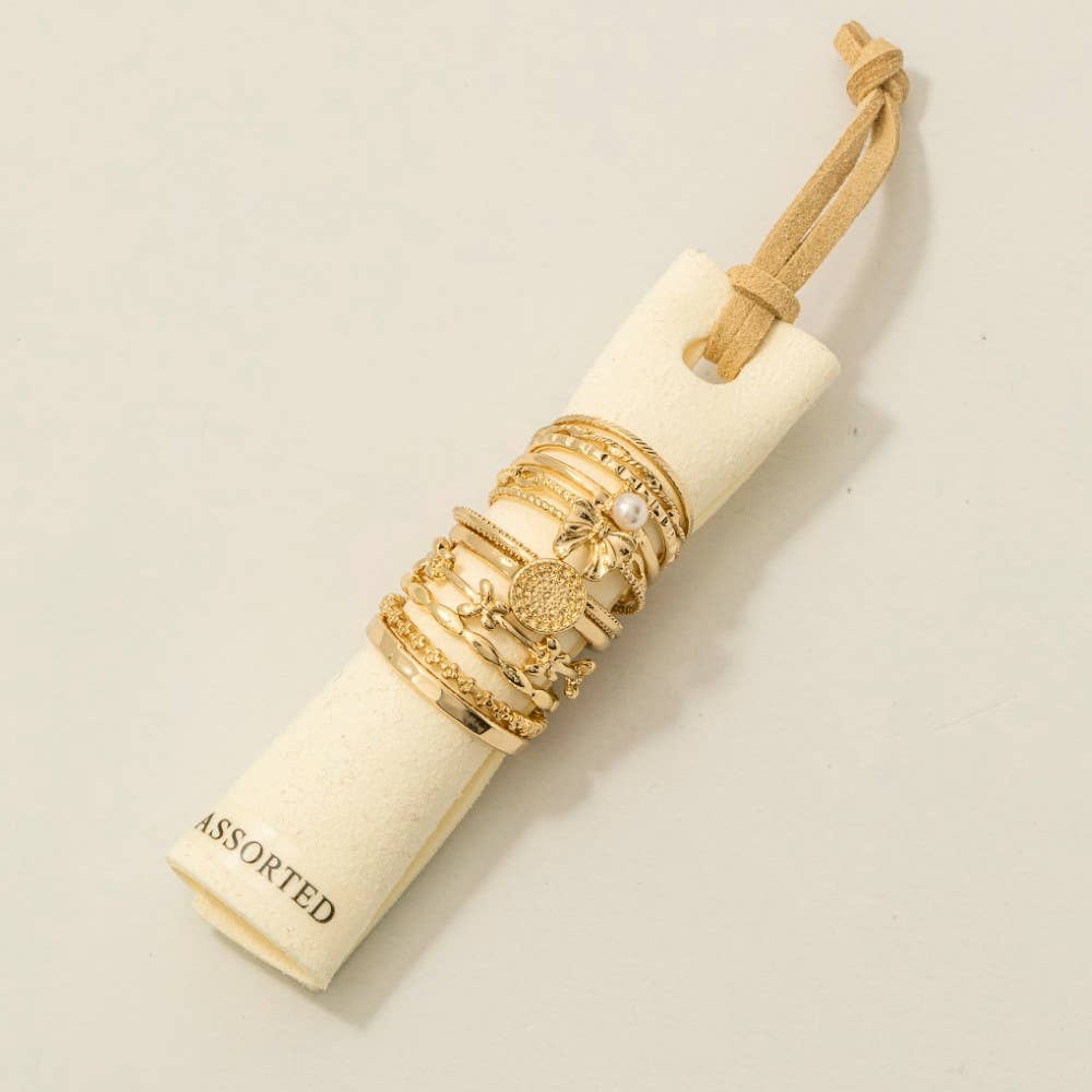 Twelve Piece Ribbon Bow Stackable Ring Set