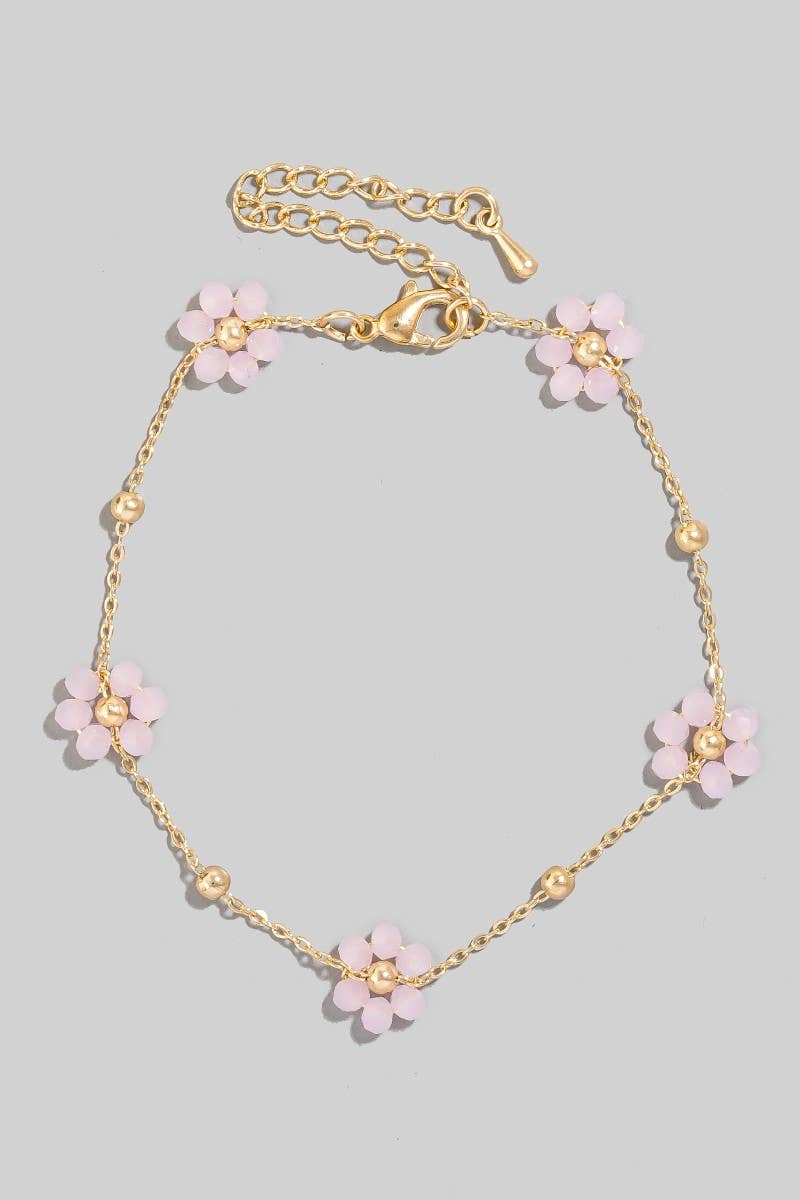 Mini Beaded Flowers Chain Bracelet
