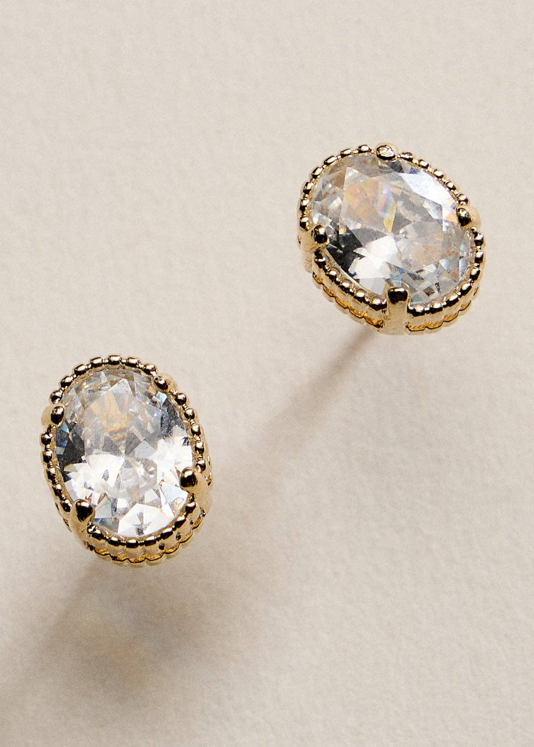 18K Gold Filled Oval CZ Stud Earrings