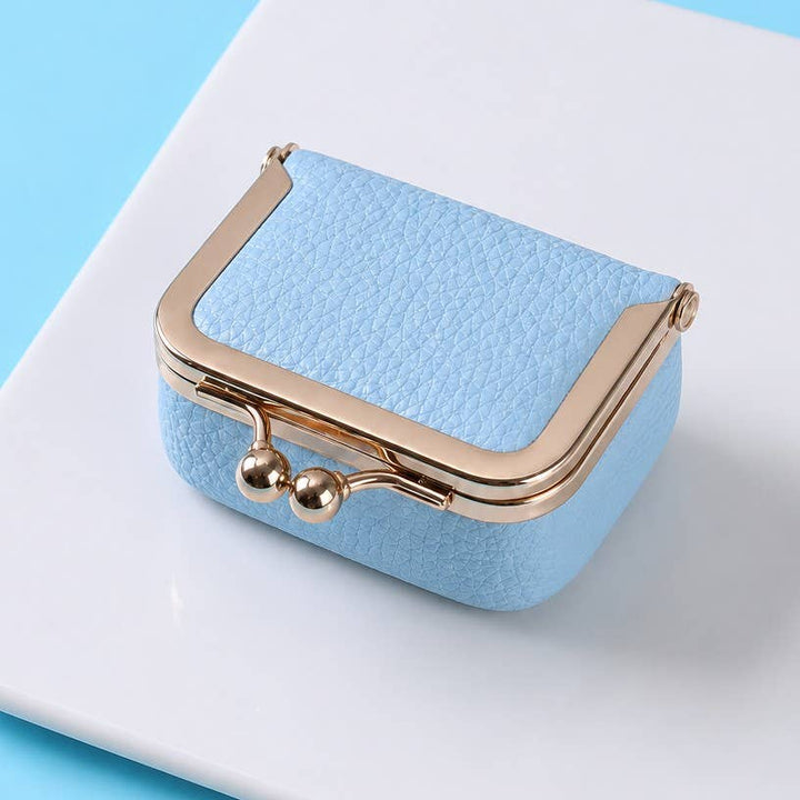 Mini Pebbled LEather Kiss Lock Travel Jewelry Box