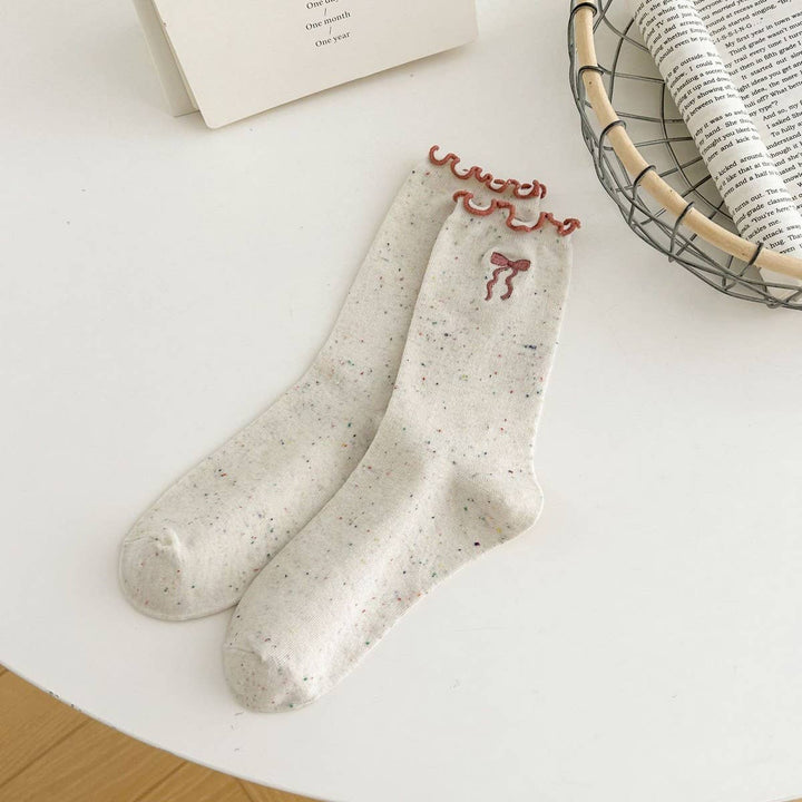 Ruffle Bows Embroidered Socks