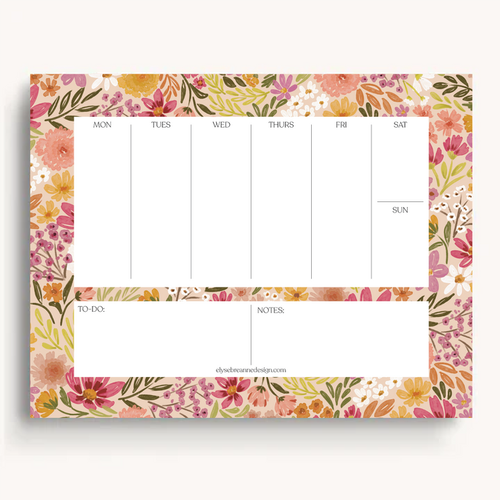 Floral Weekly Planner Notepad