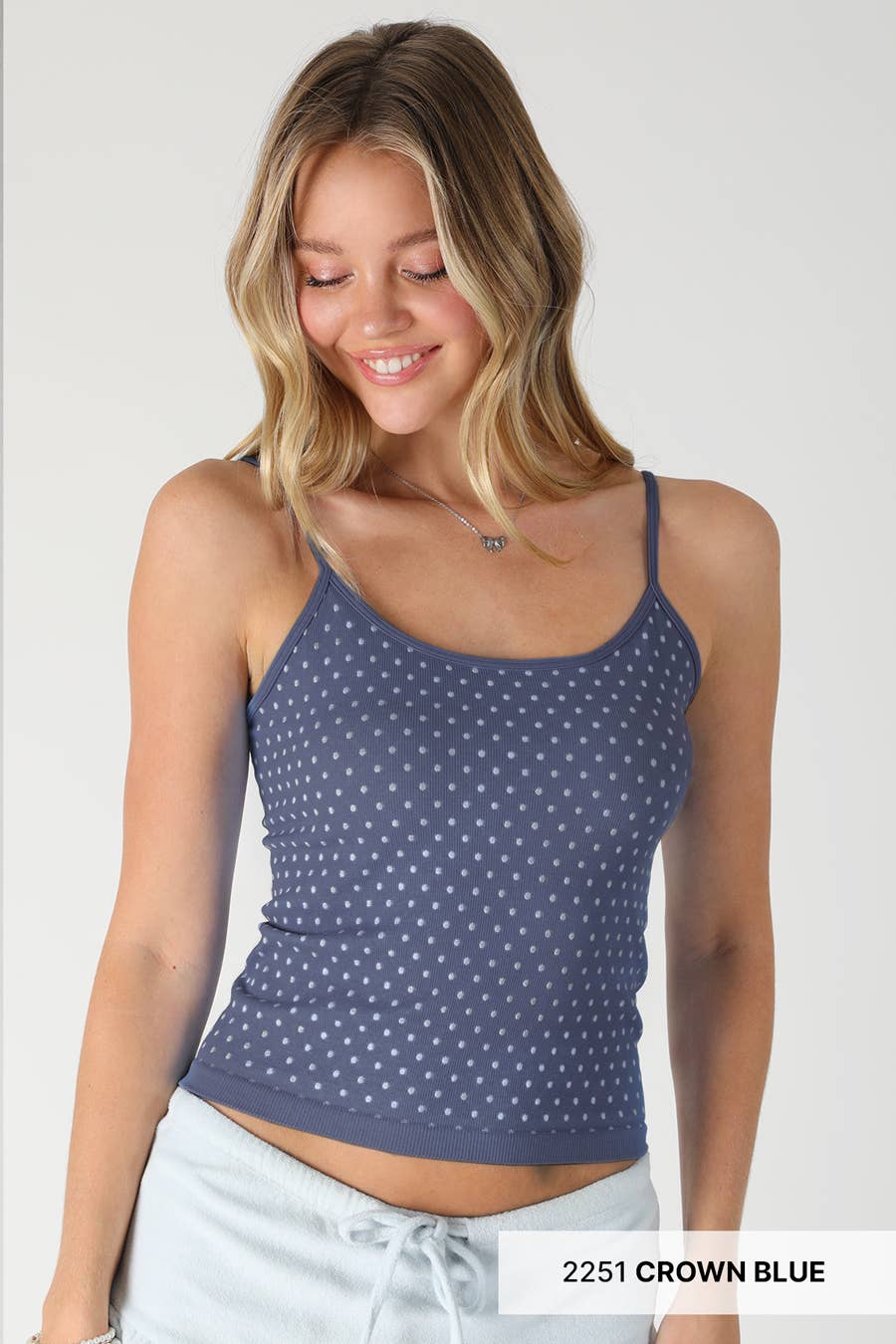 Polka Dot Strap Cami in Pale Banana