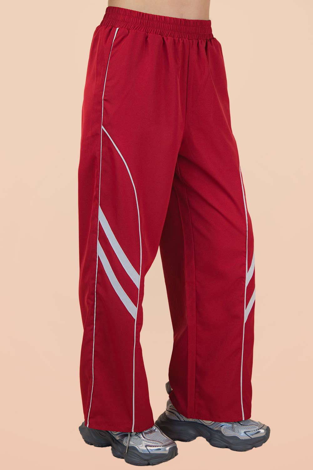 Wide Leg Track Pants W/ Piping Detail