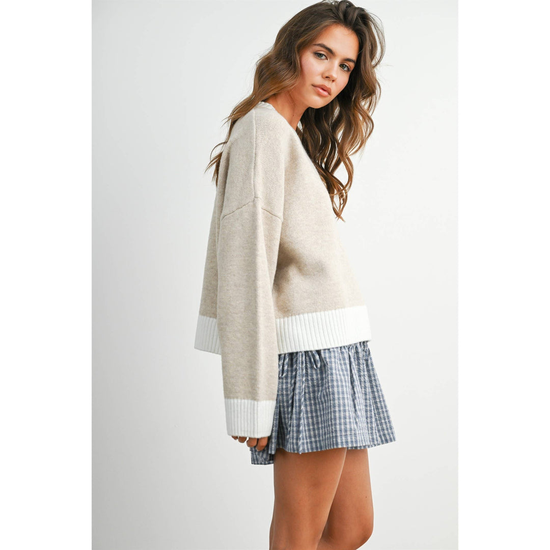 Cozy Contrast Trim Sweater