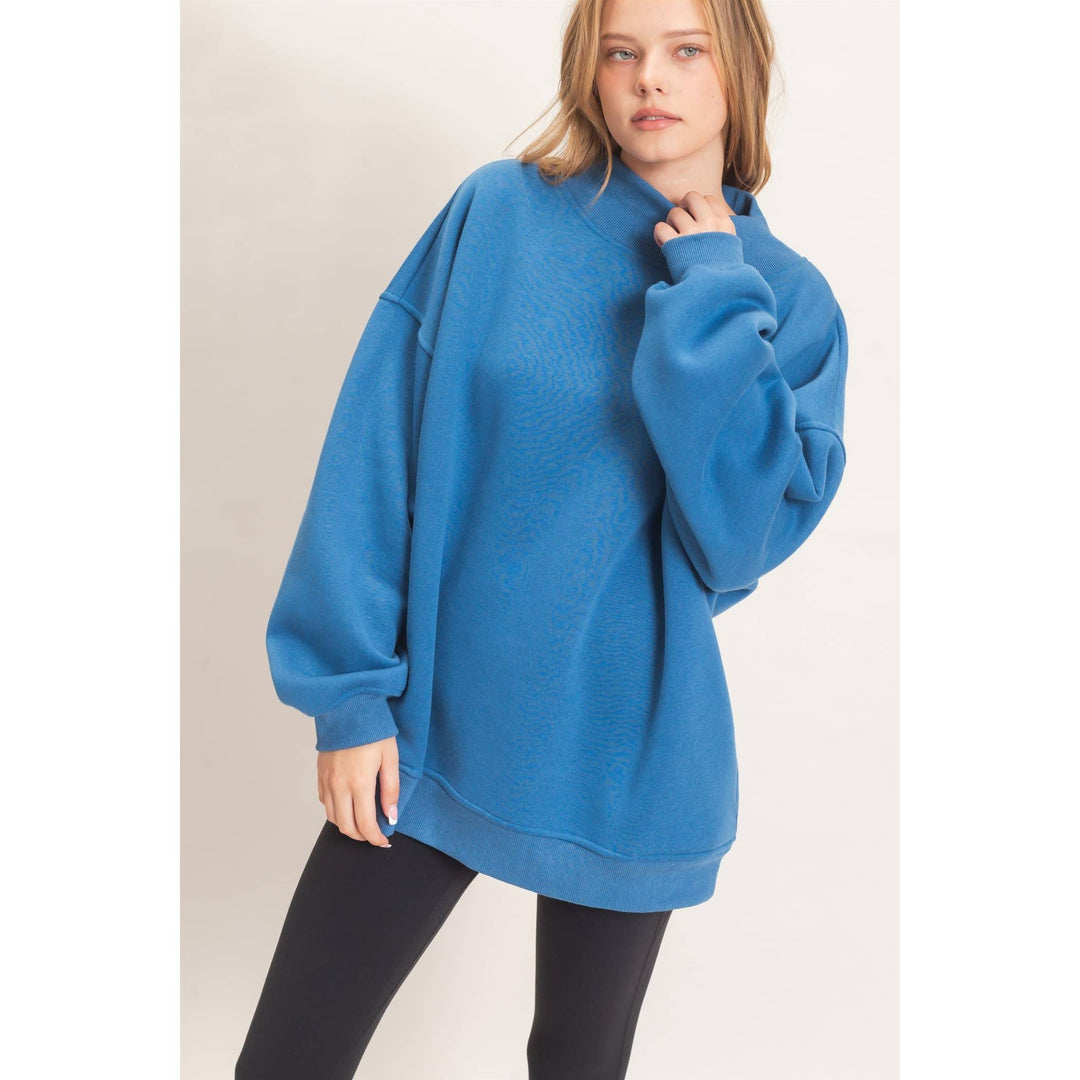 Enzyme Washed Mock Neck Sweatshirt