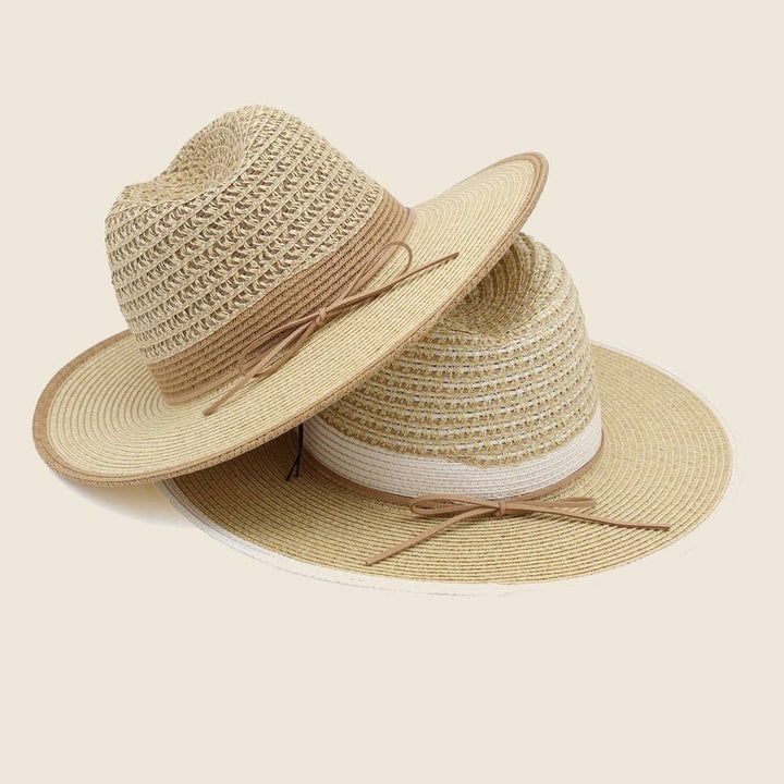 Two Tone Straw Fedora Hat