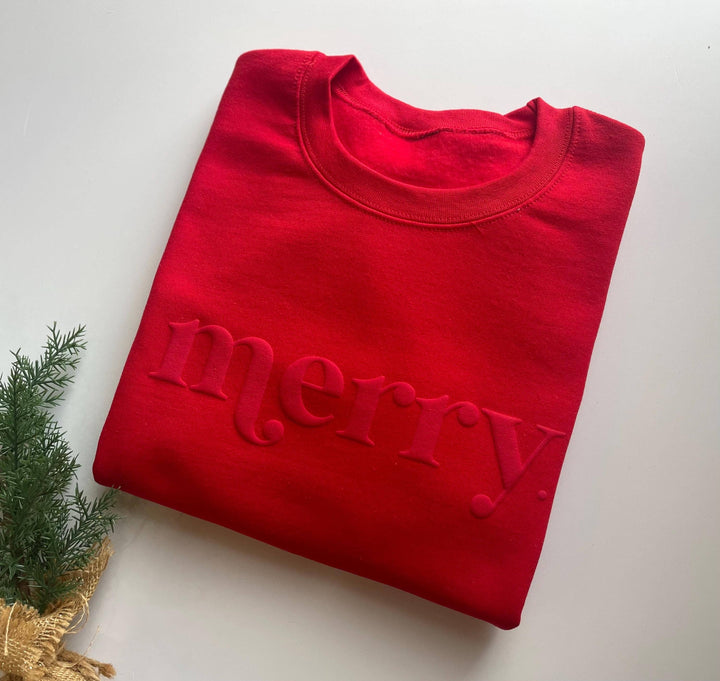 Retro Embossed Merry Sweatshirt