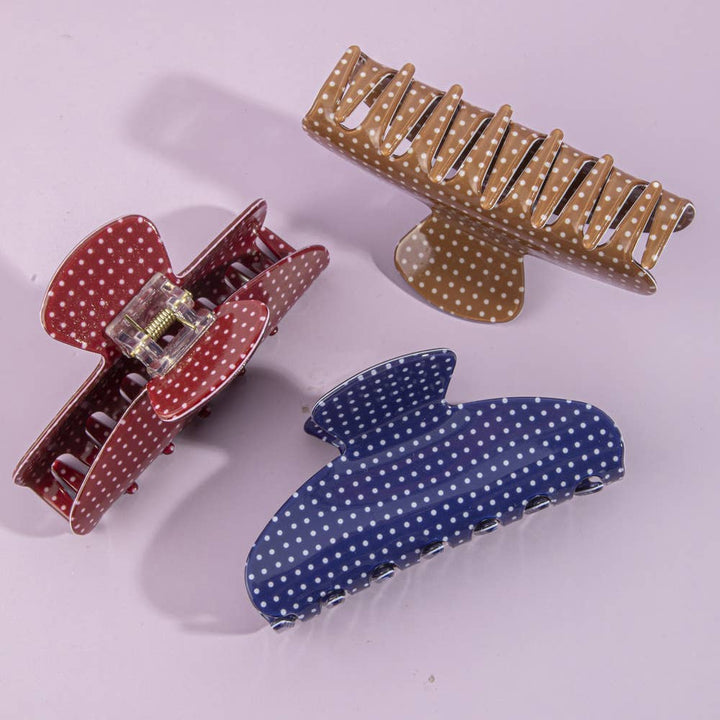Polka Dot Claw Hair Clip 3 Piece Set