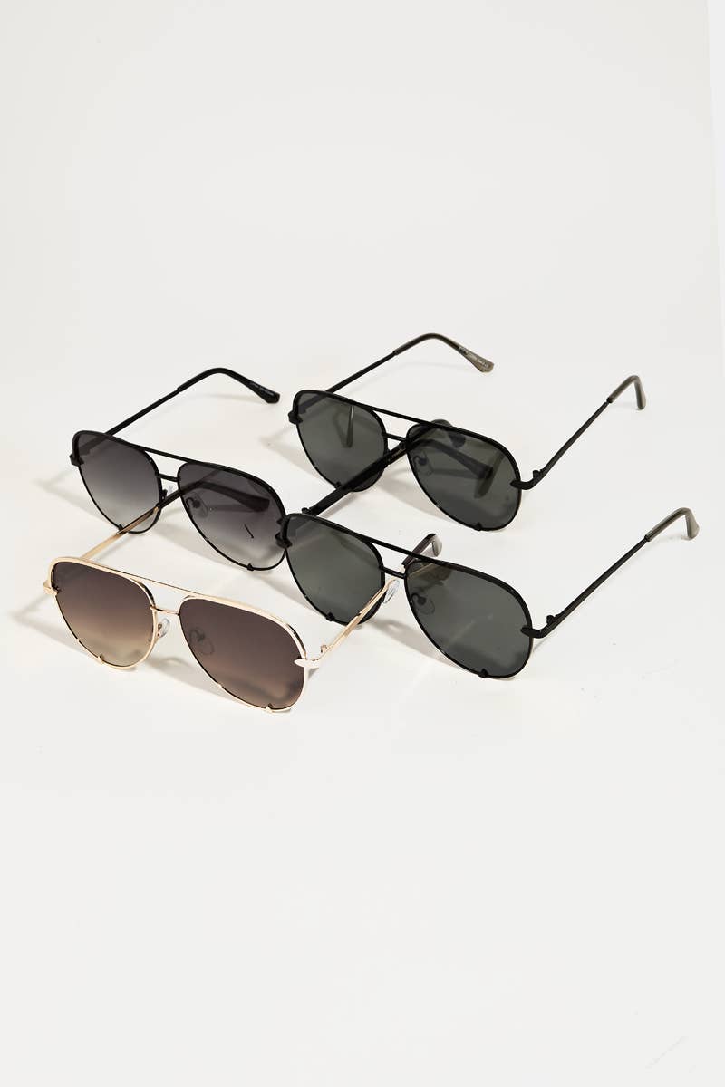 Classic Metallic Aviator Frame Sunglasses