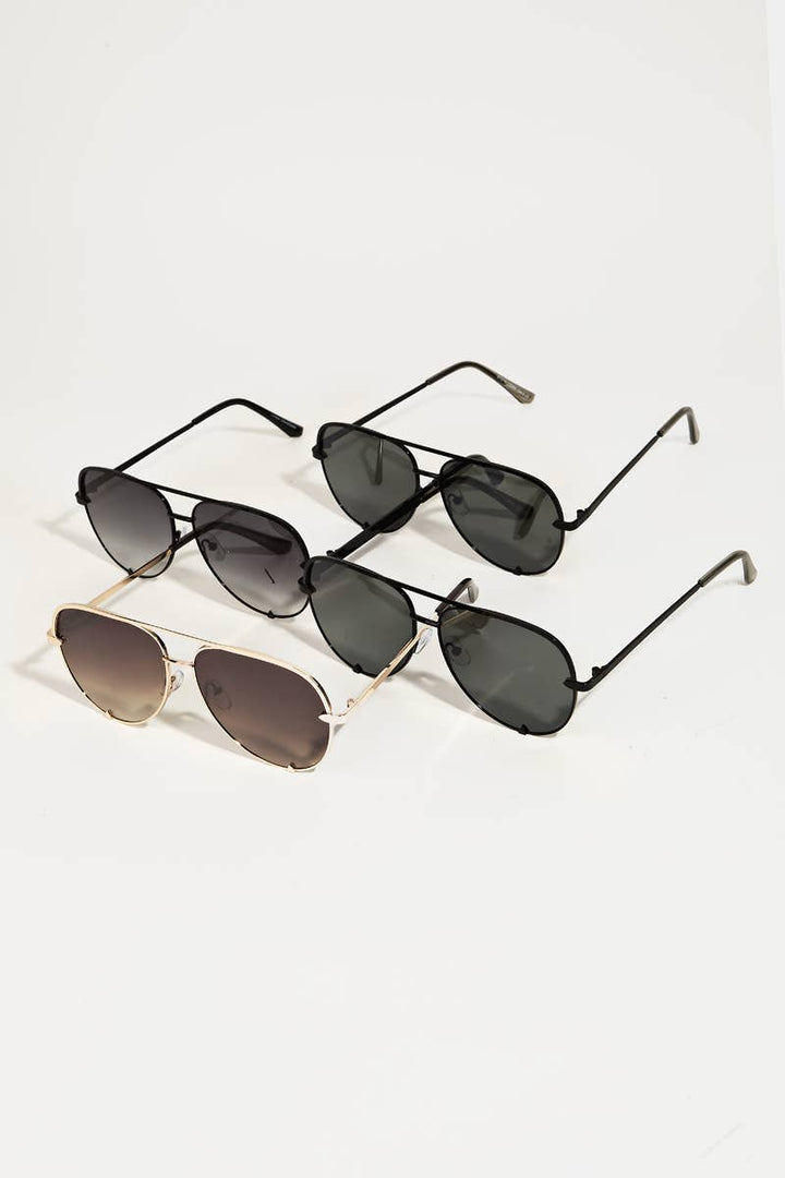 Classic Metallic Aviator Frame Sunglasses