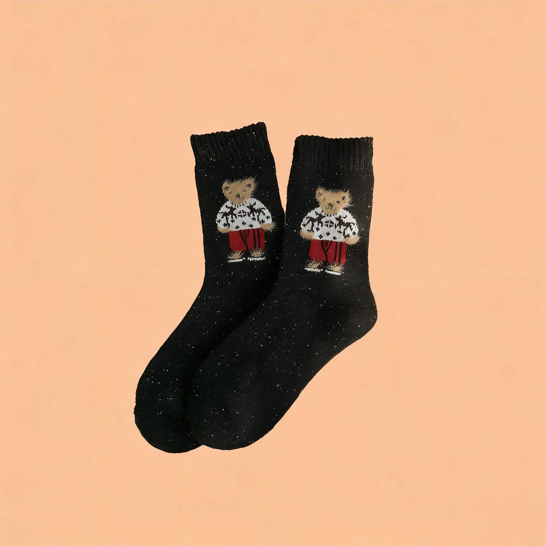 Thick Warm Wool Socks Bear Knit Crew Socks